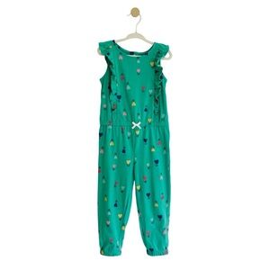 CUTE Carter's Girls 3T Green Heart Print Romper with Ruffle Sleeves - Like New